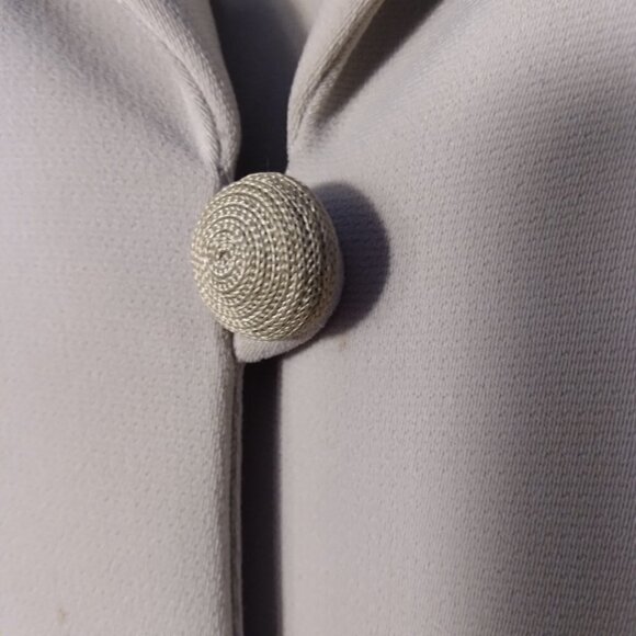 Neutral Cream Midi Skirt & Blazer Business To Evening Suit Vintage Suit Sz 8 - Picture 6 of 12